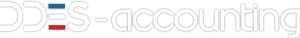 DDES Accounting logo with stylized lettering and blue, white, and red accents.